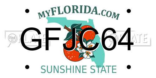 GFJC64 Florida License Plate