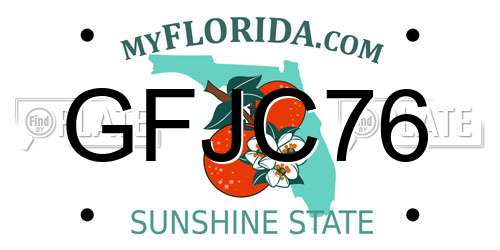 GFJC76 Florida License Plate