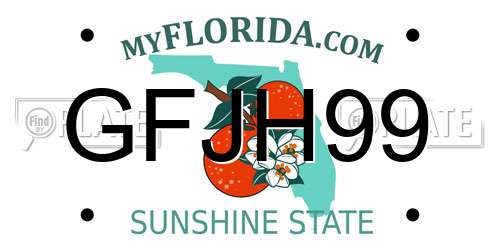 GFJH99 Florida License Plate