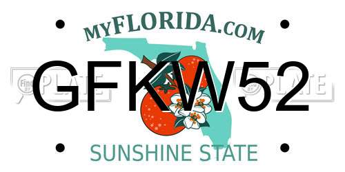 GFKW52 Florida License Plate
