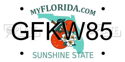GFKW85 Florida License Plate