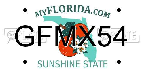 GFMX54 Florida License Plate