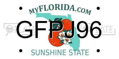 GFPJ96 Florida License Plate
