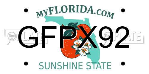 GFPX92 Florida License Plate