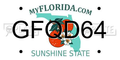 GFQD64 Florida License Plate