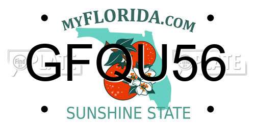 GFQU56 Florida License Plate