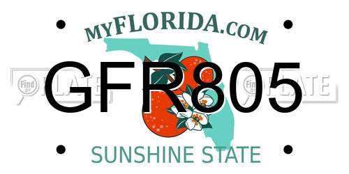 GFR805 Florida License Plate