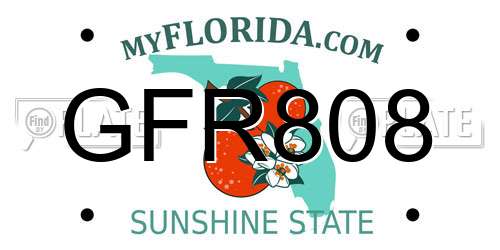 GFR808 Florida License Plate