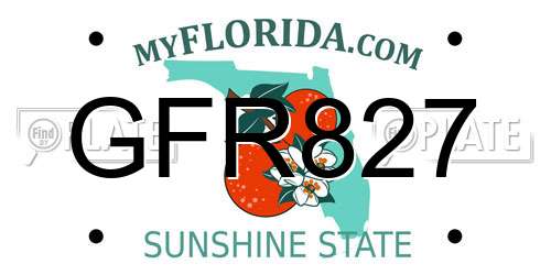 GFR827 Florida License Plate