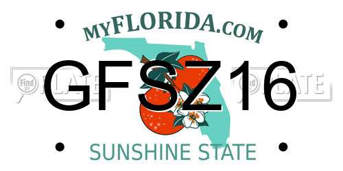 GFSZ16 Florida License Plate