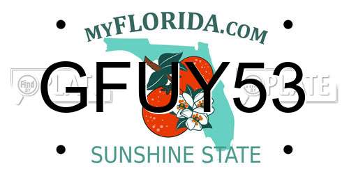 GFUY53 Florida License Plate