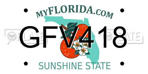GFV418 Florida License Plate