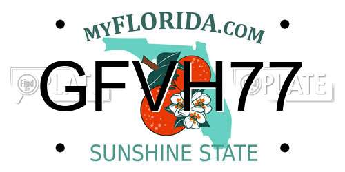 GFVH77 Florida License Plate