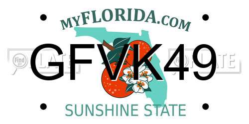 GFVK49 Florida License Plate