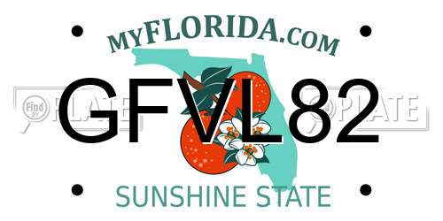 GFVL82 Florida License Plate
