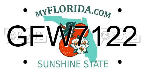 GFW7122 Florida License Plate