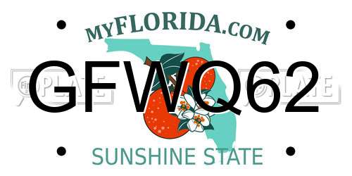 GFWQ62 Florida License Plate