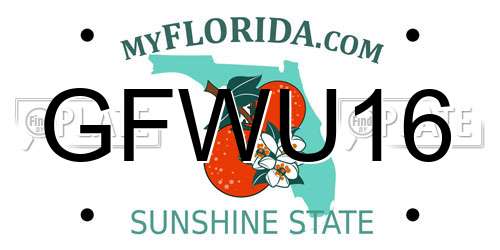 GFWU16 Florida License Plate