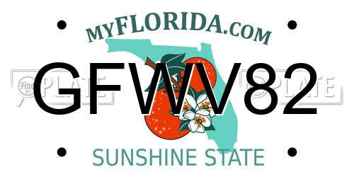 GFWV82 Florida License Plate