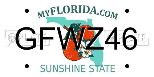 GFWZ46 Florida License Plate