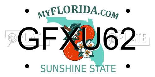 GFXU62 Florida License Plate