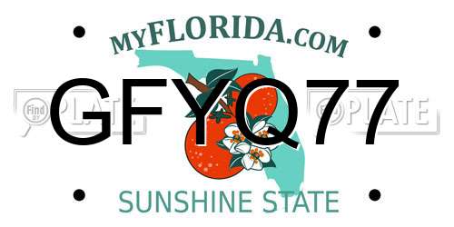 GFYQ77 Florida License Plate