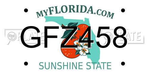 GFZ458 Florida License Plate