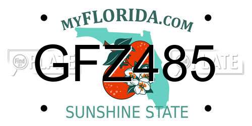 GFZ485 Florida License Plate