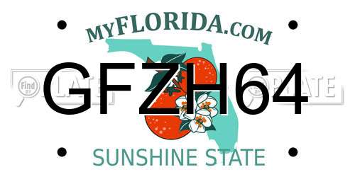 GFZH64 Florida License Plate
