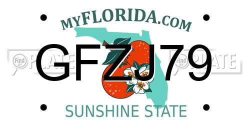 GFZJ79 Florida License Plate