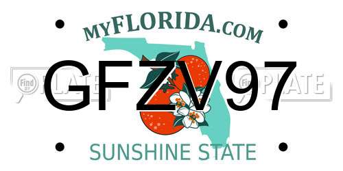 GFZV97 Florida License Plate