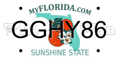 GGHY86 Florida License Plate