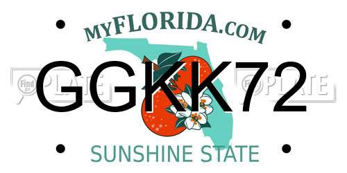 GGKK72 Florida License Plate