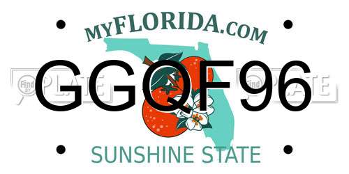 GGQF96 Florida License Plate