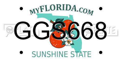 GGS668 Florida License Plate