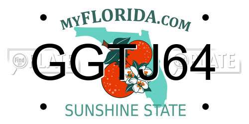 GGTJ64 Florida License Plate