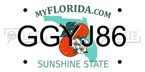 GGYJ86 Florida License Plate