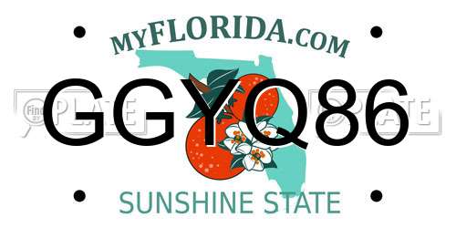 GGYQ86 Florida License Plate
