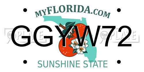 GGYW72 Florida License Plate