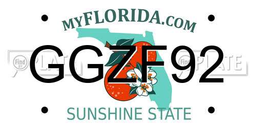 GGZF92 Florida License Plate