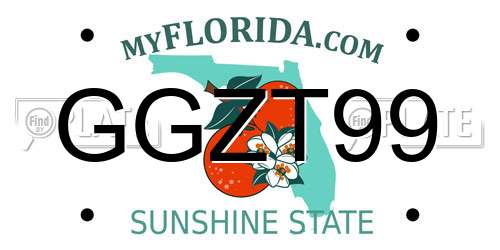 GGZT99 Florida License Plate