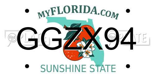 GGZX94 Florida License Plate