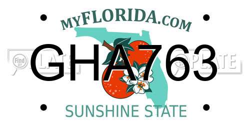 GHA763 Florida License Plate