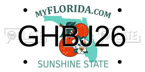 GHBJ26 Florida License Plate