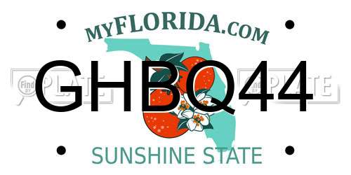 GHBQ44 Florida License Plate