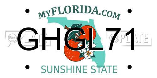GHGL71 Florida License Plate