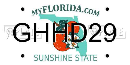 GHHD29 Florida License Plate