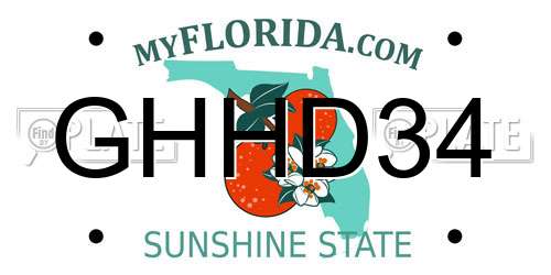 GHHD34 Florida License Plate