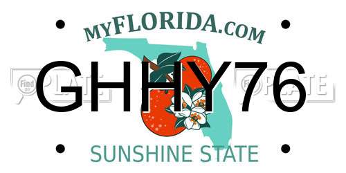 GHHY76 Florida License Plate