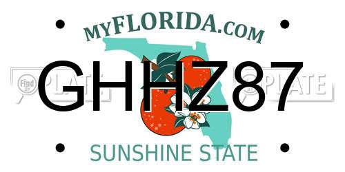 GHHZ87 Florida License Plate